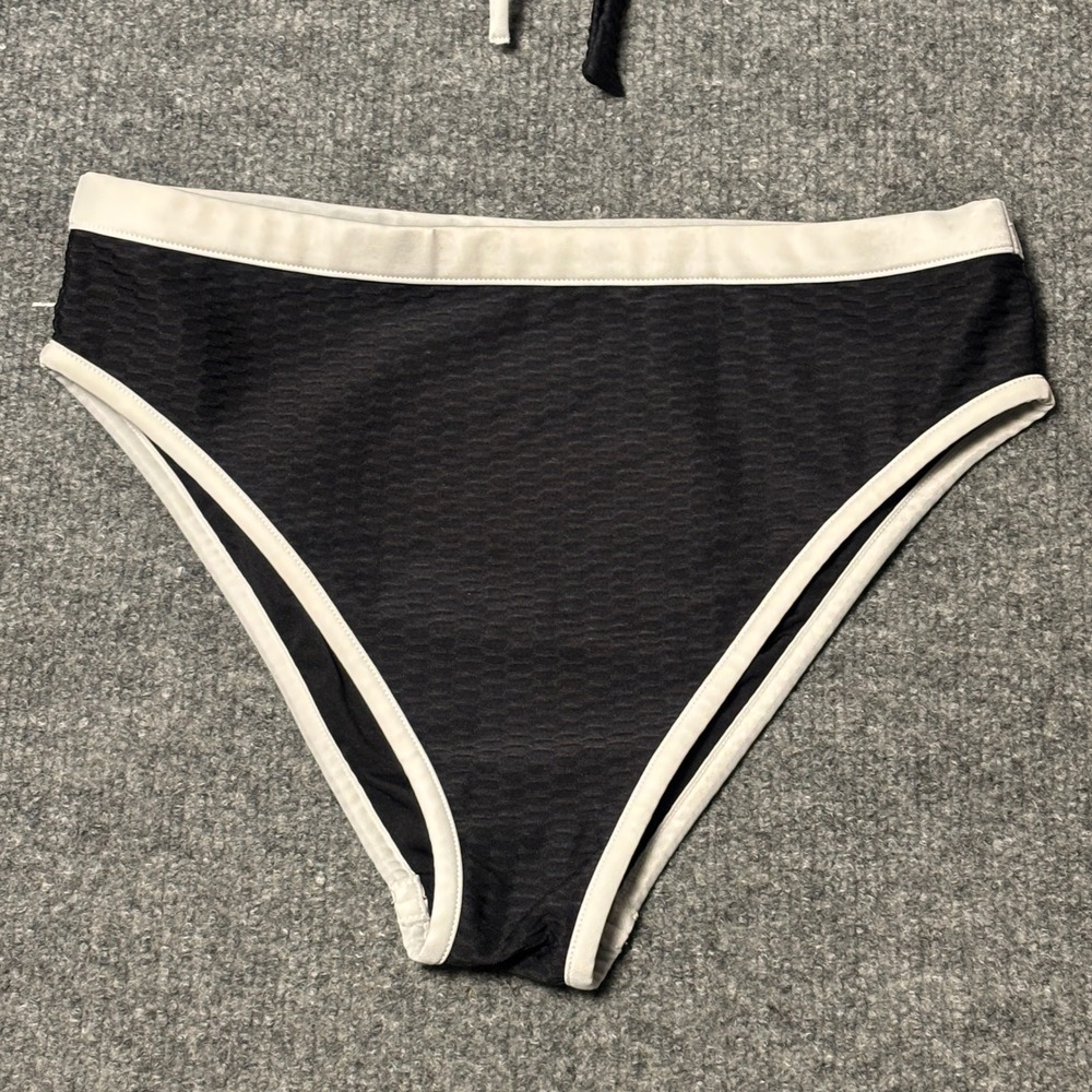 Calzedonia Bikini Set Womens S Black White Cobey Seersucker Underwire Halter - Picture 4 of 11